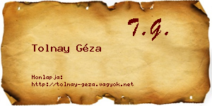 Tolnay Géza névjegykártya